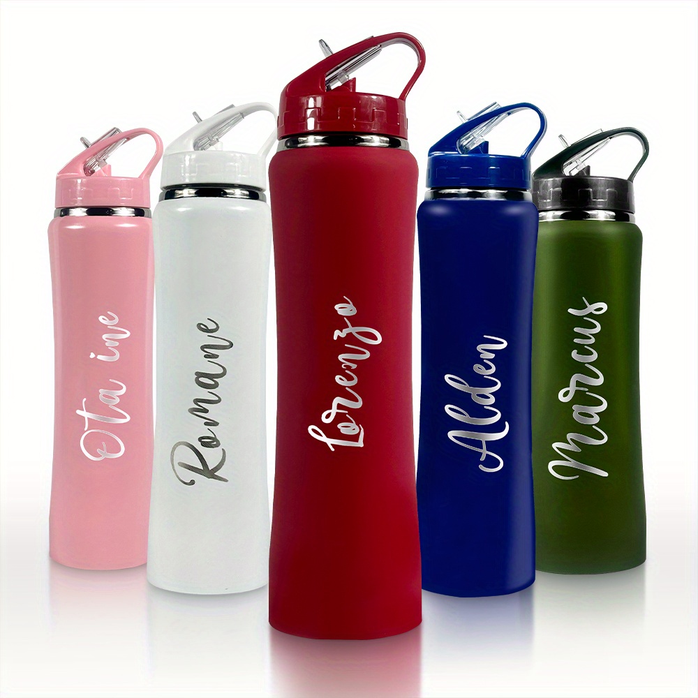 Name Sports Equipment - Personalized Name Straw Water Bottle, Custom