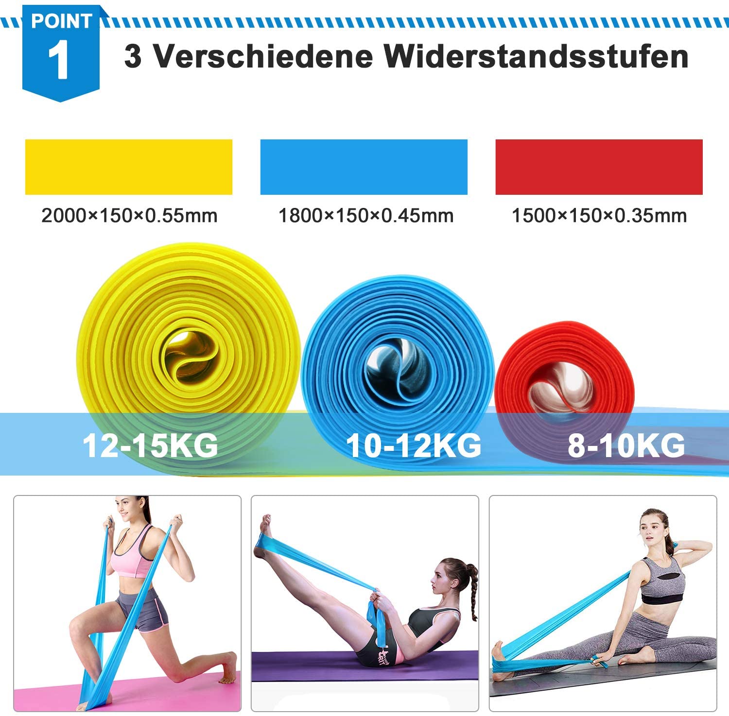Elastic Fitness Bands 3Pcs Res - Sports Equipment Supplies review and price