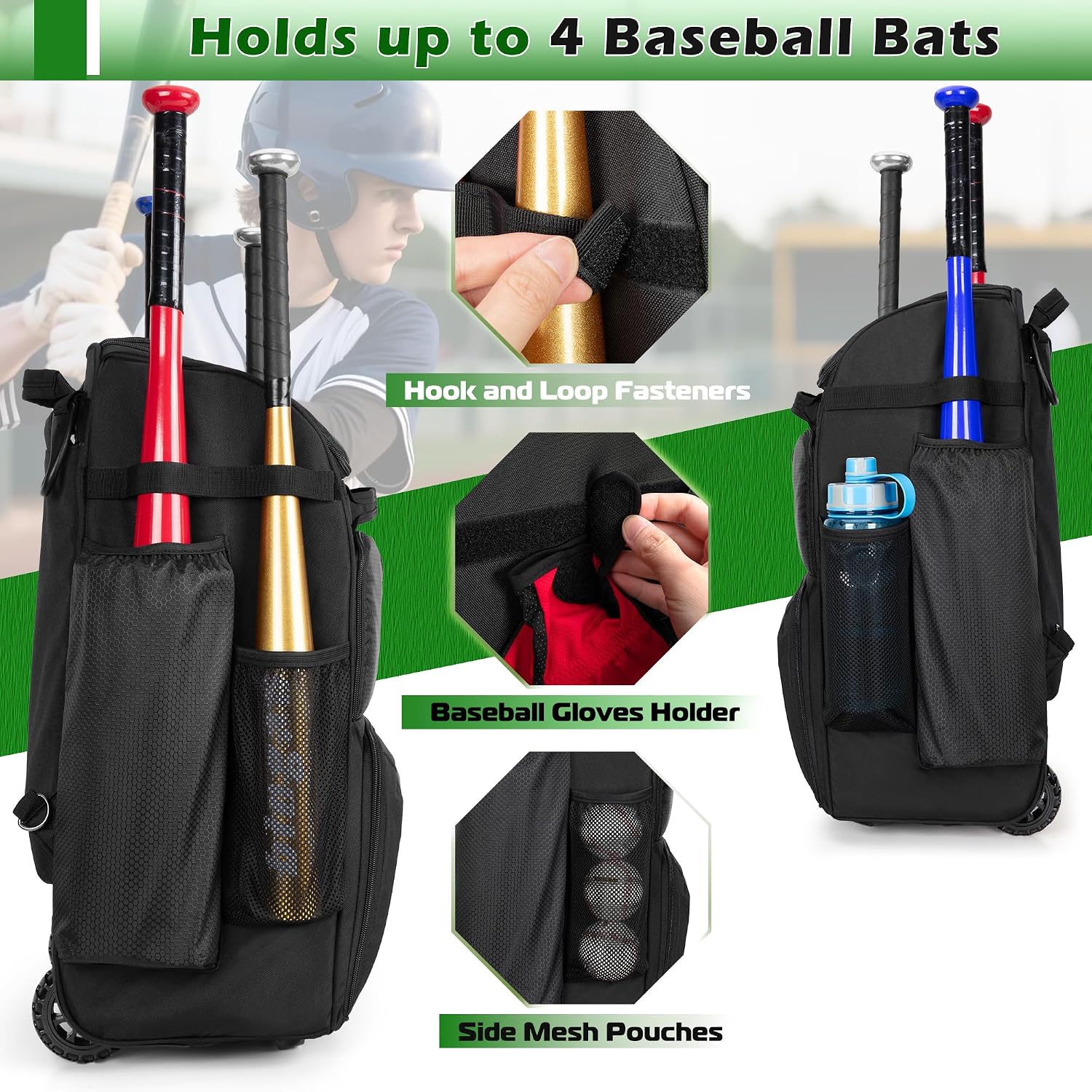 Rolling Baseball Backpack With - Sports Equipment Bag review and price