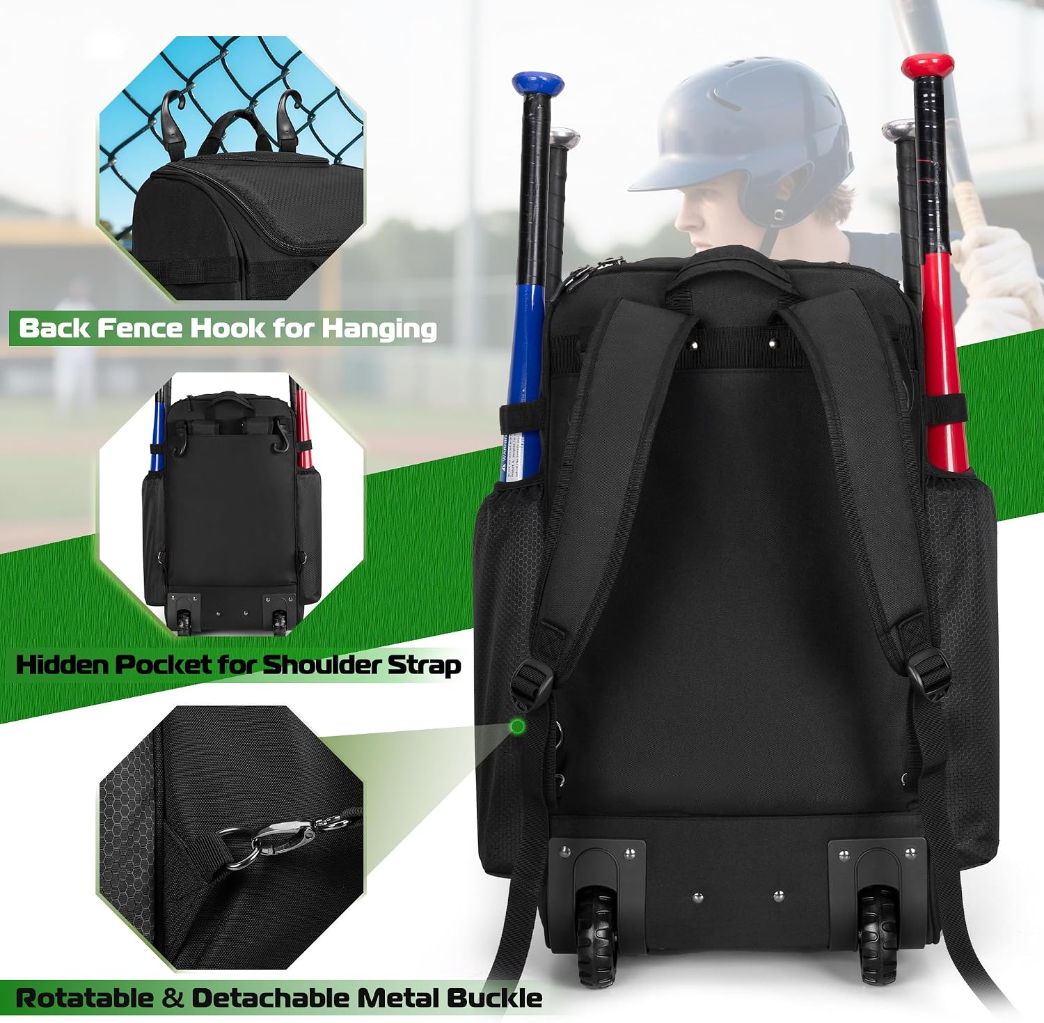 Rolling Baseball Backpack With - Sports Equipment Bag review and price